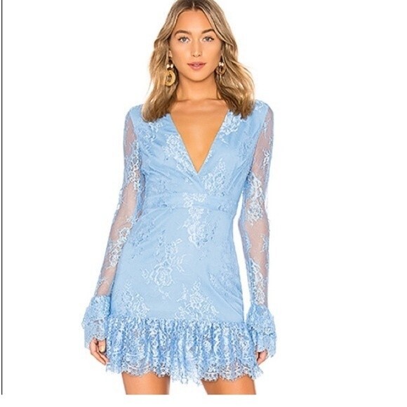 NBD Amanda Mini Lace Dress in French Blue NWT Size Small - Picture 1 of 12